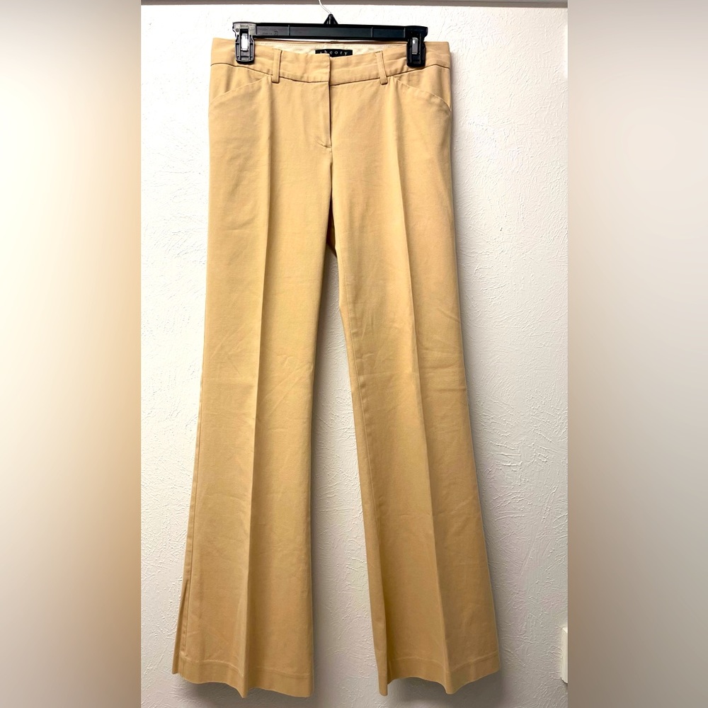 Theory size 4 tan wide leg trousers